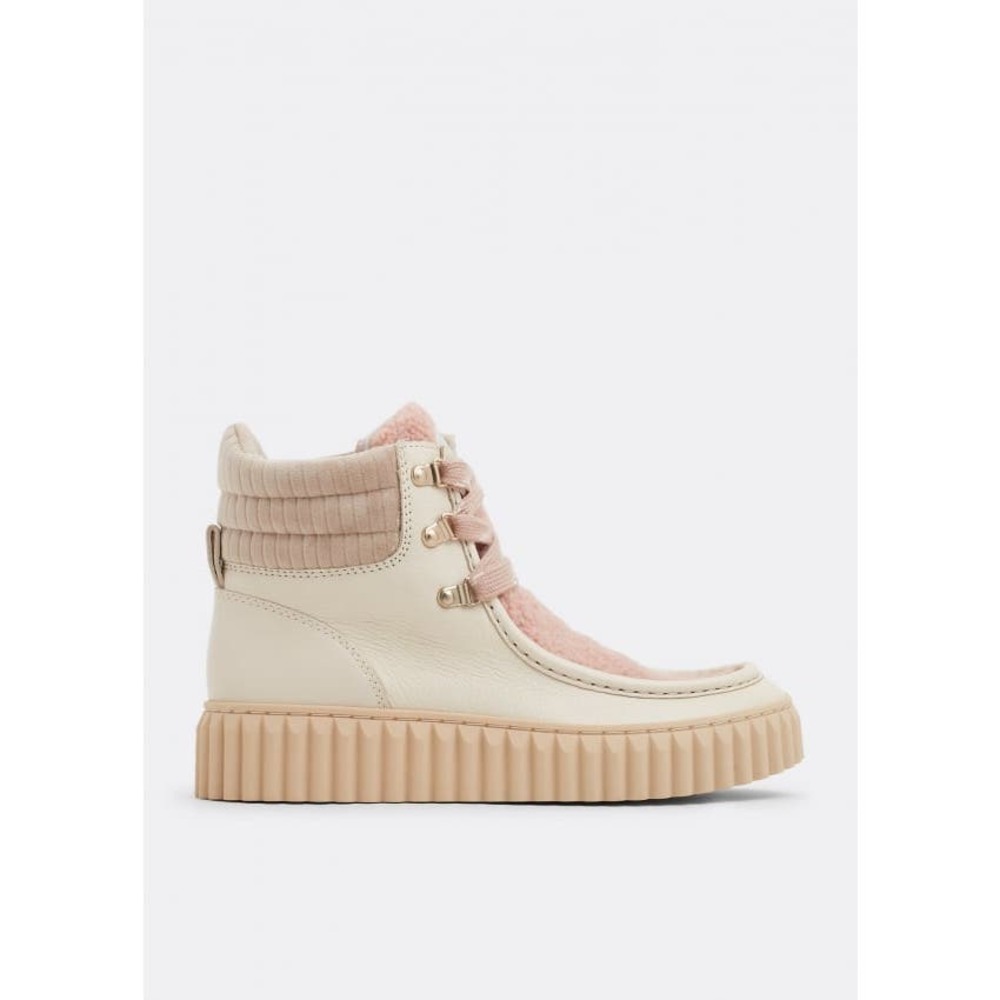 Sam Edelman Fay Ivory and Pink Platform Sherpa lined winter boots ~size 7 - Picture 3 of 6